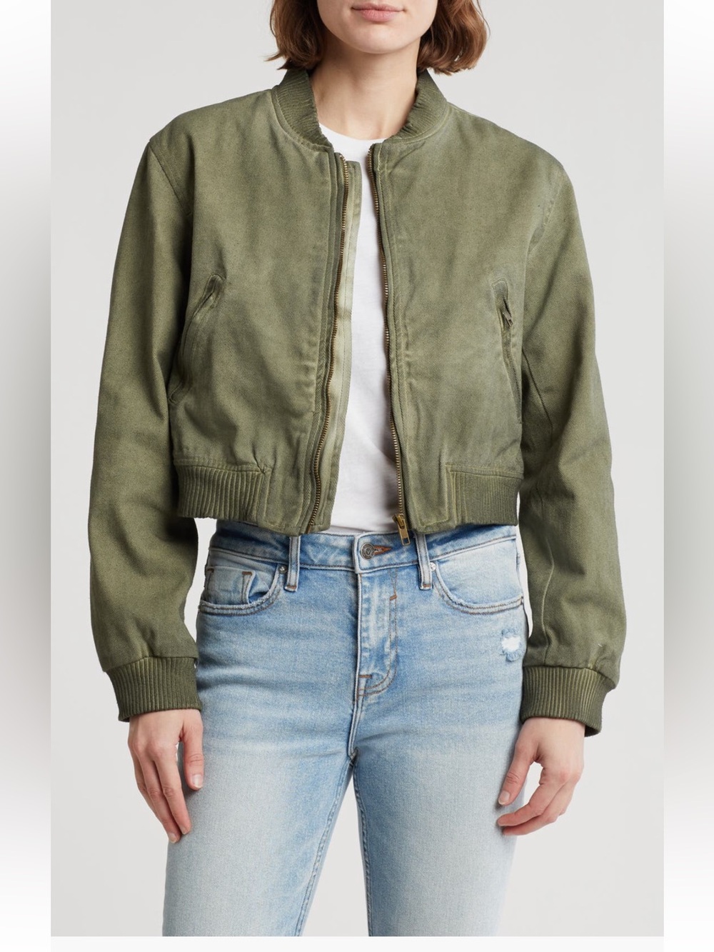 NWOT- Blu Pepper 🌶️ Army Green Washed Bomber Jacket